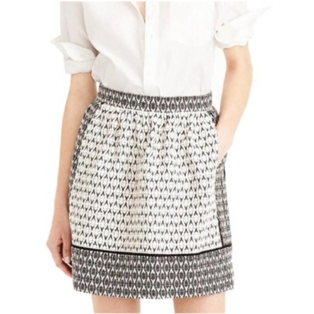 J. Crew Textured Black & White Block Print Skirt